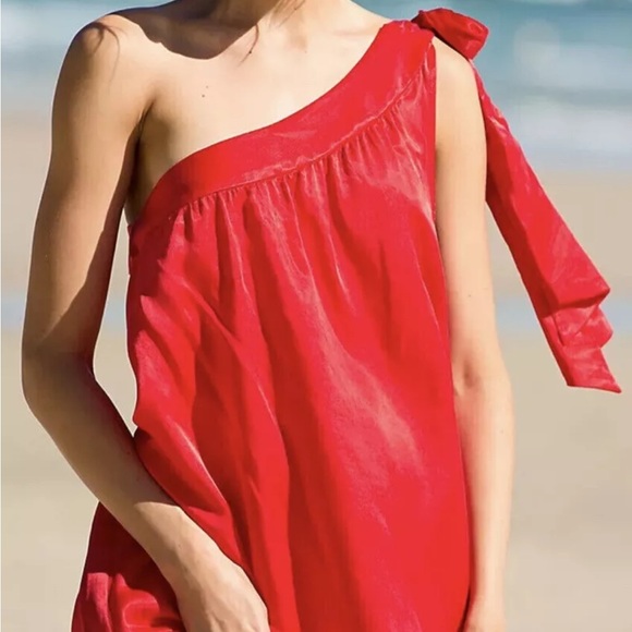 Free people Soa BHLDN collab silky dress size xs coral red color - Picture 4 of 9